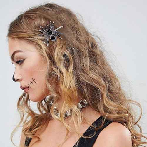 EVER FAITH Women's Austrian Crystal Gorgeous Spider Hair Clip Black Silver-Tone