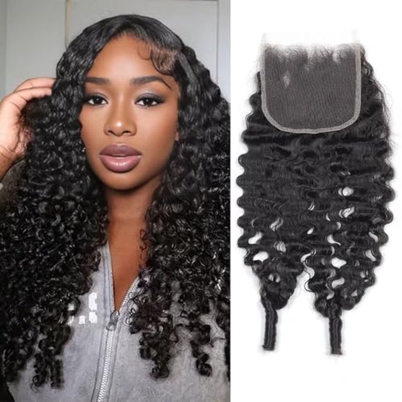 5x5 Burmese Curly Clousre Human Hair Hd Lace Closure 0.10 mm Invisible Ultra-Thin 5x5 Hd Lace Single Knot Pre Plucked 12a Brazilian Raw Human Hair Extensions Nature Black 16 Inches