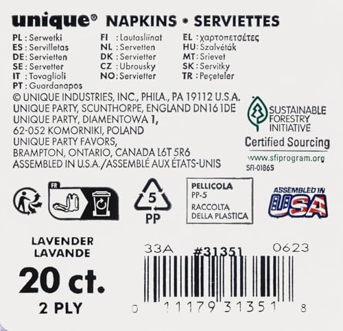 Lavender Solid Beverage Napkins - (Pack of 20) - Perfect for Birthdays, Weddings, Parties & Special Events