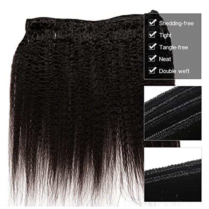 28 30 32 inch Brazilian Kinky Straight Bundles Human Hair #1B Yaki Bundles Natural Black Straight Human Hair Bundle