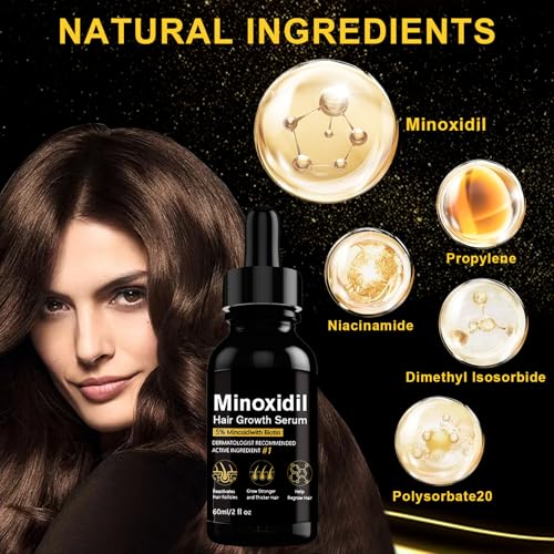 5% Minoxidil Hair Growth Serum, Topical Minoxidil for Men Beard Growth, Hair Regrowth for WomenTreatment for Scalp Hair Loss and Thinning, With Biotin
