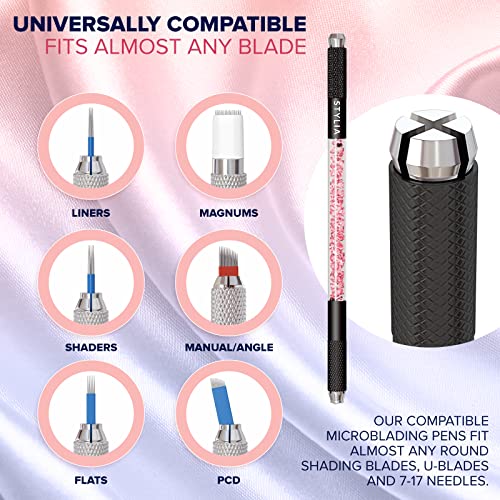 Microblading Supplies 10 Piece Double Sided Manual Tattoo Pen Kit for Permanent Makeup Supplies | Durable Aluminum Pen With Lock-Pin Tech & Ergonomic Grip | Shape Eye Brows, Black