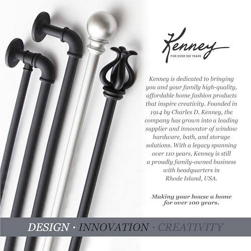 Kenney Chelsea Ball End Window Curtain Rod, Adjustable 48 to 86 Inch Extendable Rod Set, Weathered Brown