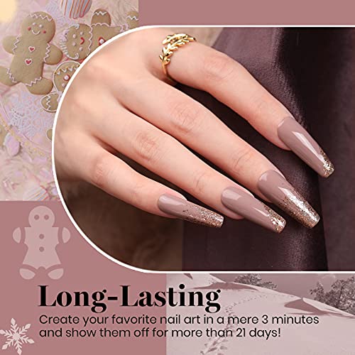 Beetles Winter Gel Nail Polish - 6 Colors Burgundy Red Brown Champagne Gold Brown Gel Polish, Soak off Uv Lamp Nail Manicure Kit DIY Gifts for Women