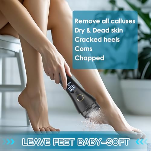 Electric Foot File Callus Remover for Feet - 6pcs Larger Grinding Head&3Speed, Pedicure Kit Foot Scrubber Deadskin Callus Remover, Foot Care Kit Pedicure Tools for Dead Skin Callus Hardskin Dry Cracks