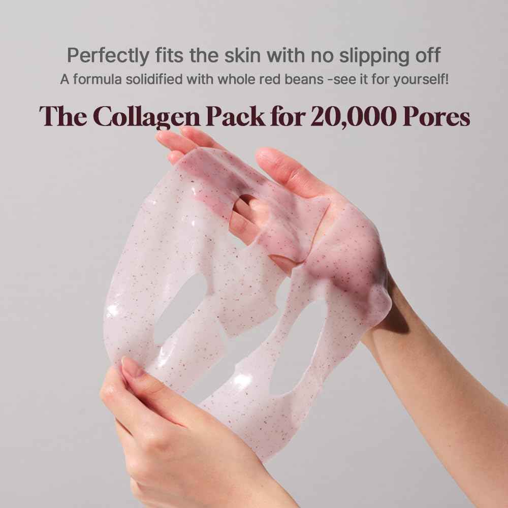 HEVEBLUE Pot Pore Peptamin Hydro Collagen Mask Pack 4ea - Hydrating Overnight Hydrogel Mask, Skin Firming, Pore Tightening, Hypoallergenic,Collagen Ampoule Absorbing Over Time
