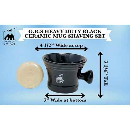 G.B.S Stylish Grooming Shaving Set for Wet Shaving Boxed Ceramic Black Shaving Soap Bowl/Mug with Knob Handle