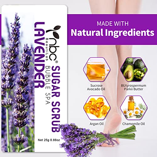 Foot Exfoliating Scrub, Sugar Scrub, Dead Skin Remover for Feet, Individually Packaged Foot Scrub Smooths, Hydrates, Detoxifies Tired and Dry Cracked Feet 16 Packs per Box, Lavender