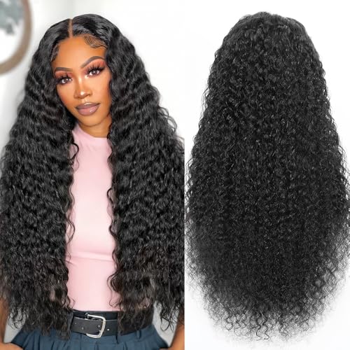 28 Inch Deep Wave Lace Front Wigs Human Hair Pre Plucked 13x6 HD Lace Front Wigs Human Hair 200 Density 13x6 Lace Frontal Deep Wave Wig Natural Color Glueless Deep Curly Wig for Women