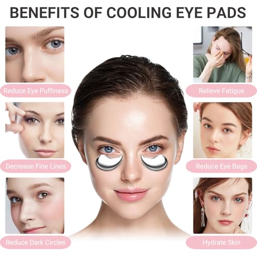 Mini Cooling Eye Pad for Puffy Eyes - Unbreakable Stainless Steel Eye Mask for Anti-Aging, Wrinkles and Puffiness Relief - Hot or Cold Therapy - Suitable for All Ages (Silver)