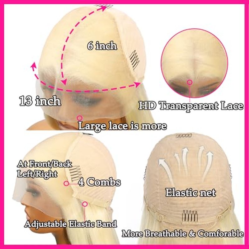 613 Lace Front Wig Human Hair Blonde 13x6 HD Transparent Lace Front Wigs Human Hair 200 Density 22 Inch