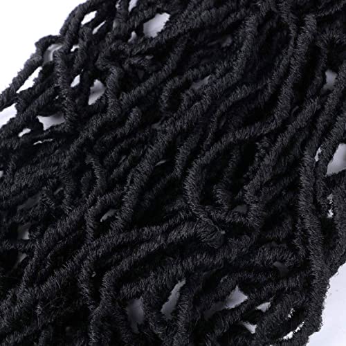 24 Inch Soft Locs Crochet Hair Pre Looped 6 Packs Faux Locs Crochet Braids Goddess Locs Dreadlocs Synthetic Hair For Black Women (1B, 24 Inch (Pack of 6))