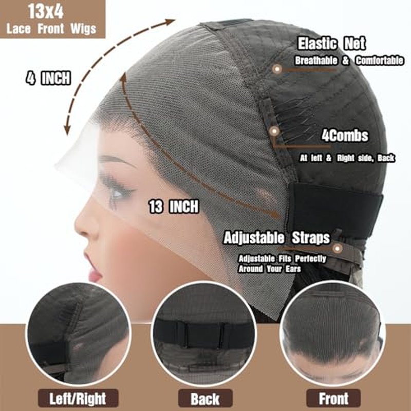 14" 13x4 Glueless Wigs Human Hair Pre Plucked Pre Cut with Baby Hair, 210% Density 12A Brazilian Body Wave Lace Front Wigs Human Hair, Natural Black HD Transparent Wear and Go Wigs for Black Women