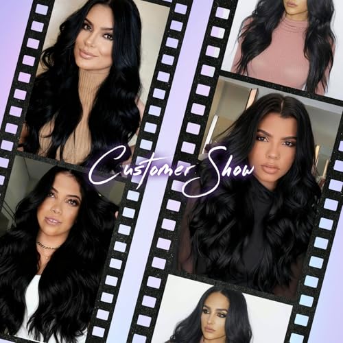 13x4 Synthetic Lace Front Wig Black Long Wavy Wigs 26inch Pre-Plucked Hairline and Baby Hair Synthetic Wigs for Black Women