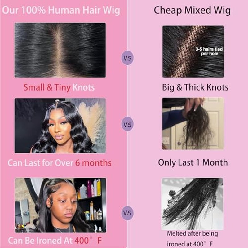 13x6 Body Lace Front Wigs Human Hair 200% Density HD Transparent Lace 100% Real Human Hair Body Wave Frontal Wig Pre Plucked Glueless Wigs with Baby Hair for Women 20 Inch Body Wave Wig Natural Color
