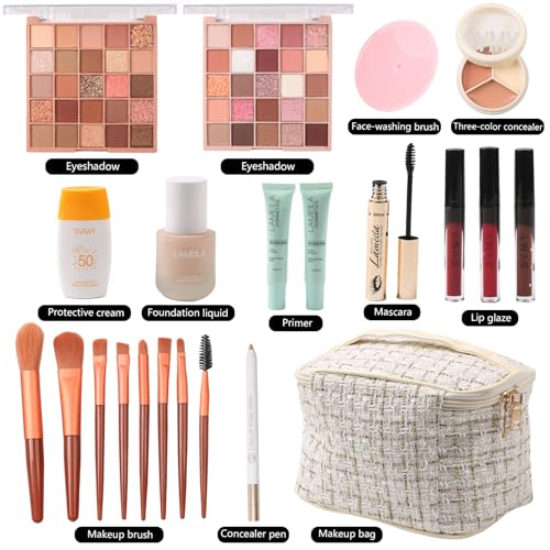 Makeup Gift Set, 25 Color Eyeshadow Palette, Concealer, Foundation, Mascara, Brushes