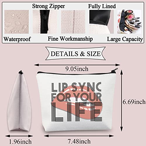 BDPWSS Drag Queen Gift Lip Sync For Your Life Makeup Bag Drag Race Inspired Cosmetic Bag (Lip Sync Life)
