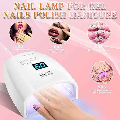 Rechargeable Faster Drying UV LED Nail Lamp, LED Nail Dryer Gel Polish Light Nail Polish Curing LED Nail Dryer Automatic Sensor Professional Nail Light Suitable for Fingernails and Toenails