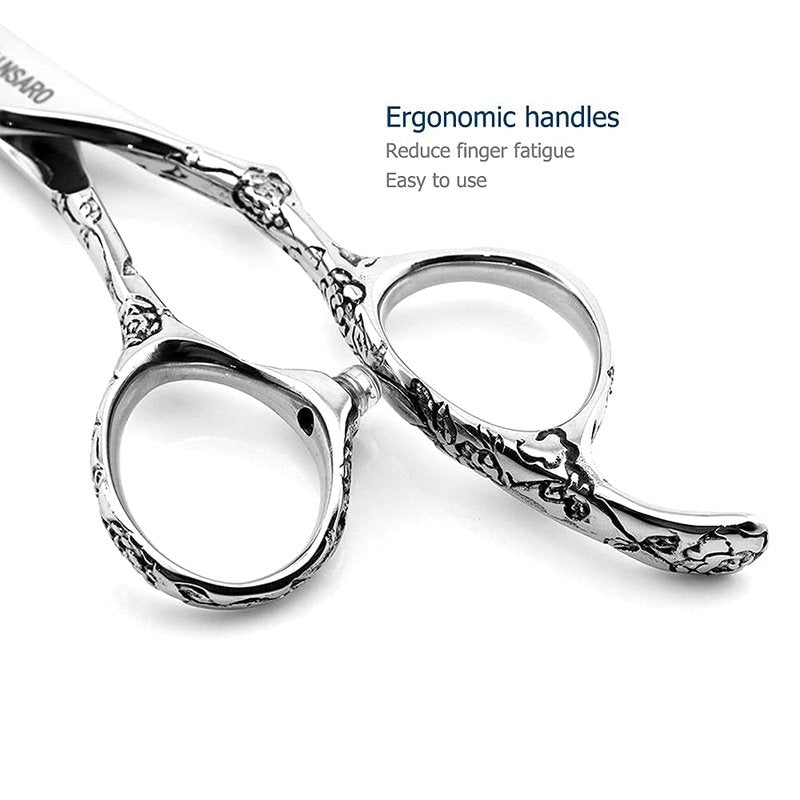 Hair Cutting Scissors 5.5 Inch Professional Haircut Hair Shears Sharp Barber Scissors 440C Hairdresser Barber Shears Rose handle KINSARO for Hairdresser Barbershop or Home Use