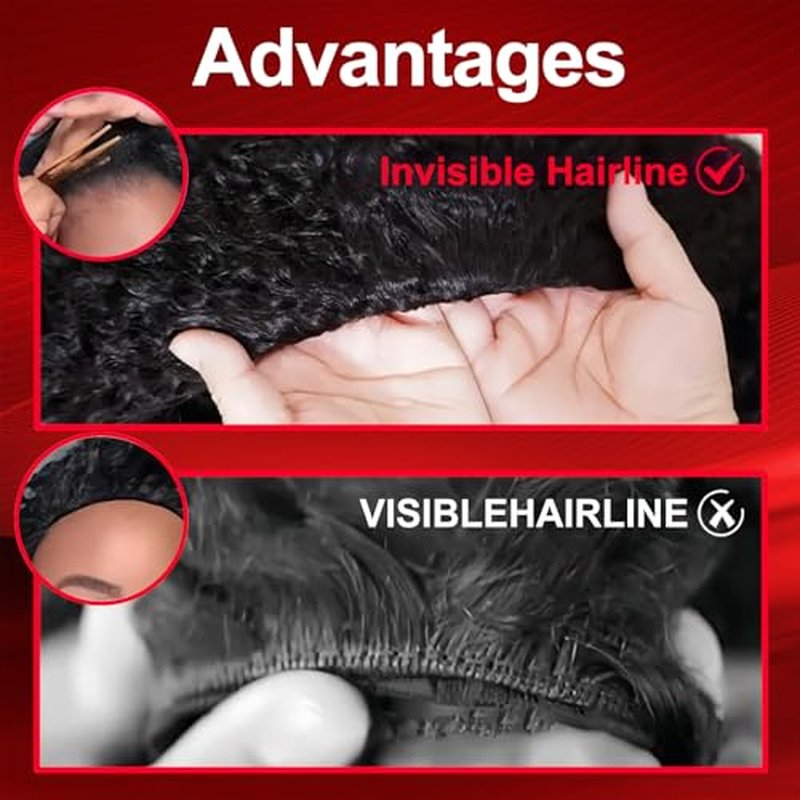 Kinky Curly Half Wig Human Hair 200% Density 3 In 1 Curly Half Wig Seamless Drawstring Curly Human Hair Wig Wear Go Glueless Wigs Human Hair Beginner Friendly (Kinky Curly Nautal Color, 18 Inch)