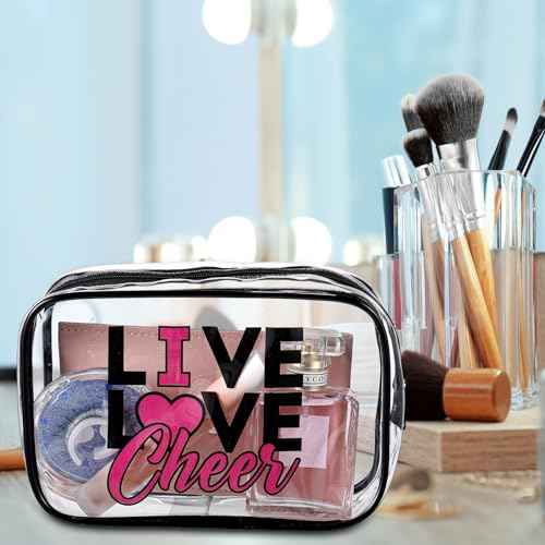 Abbylike 24 Pcs Cheer Gifts Cosmetic Bag 7 x 4.7 x 2.4'' Makeup Bag Cosmetic Toiletry Zipper Pouch Clear Zipper Case for Cheerleaders Women(Cheerleaders)