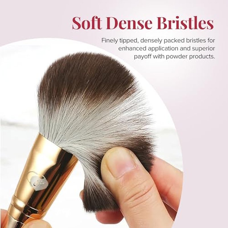 Delbar Gold Makeup Brushes by Lady of Eshgh | 8pc Full Face Makeup Brush Set with Travel Bag | Professional Make Up Brushes | Cruelty Free, Natural Hair-Like Bristles