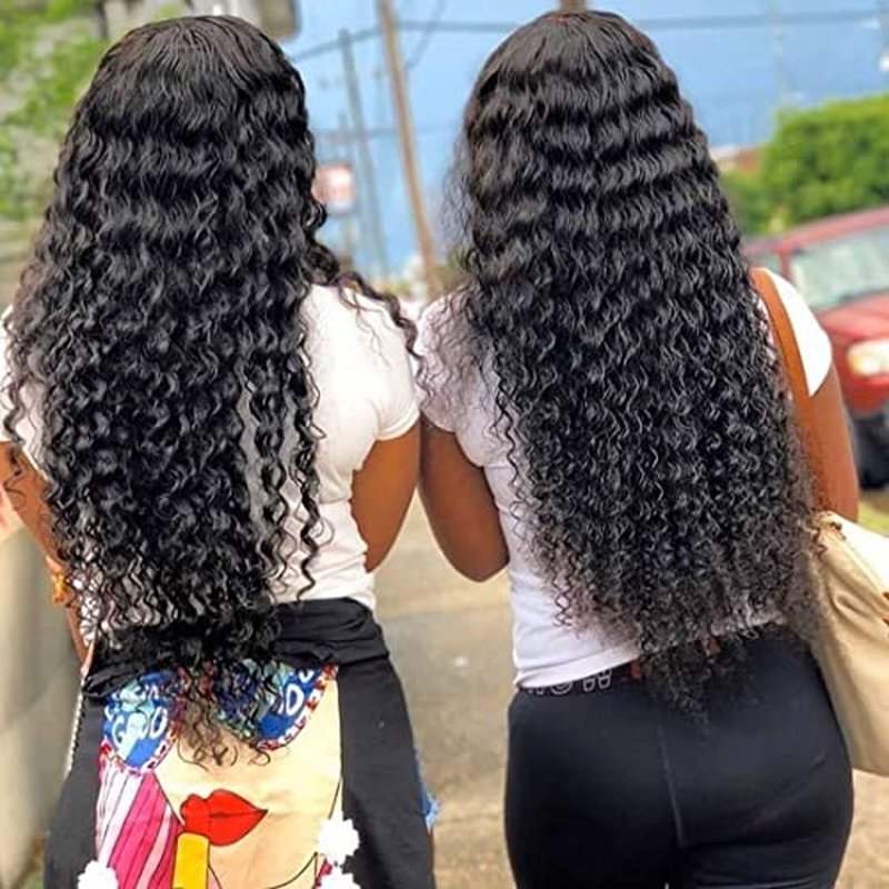 UNICE Deep Wave Human Hair Weave 1 Bundle 26 inch Unprocessed Brazilian Virgin Human Hair Sew in Extensions Natural Black Color Can be Dyed and Bleached