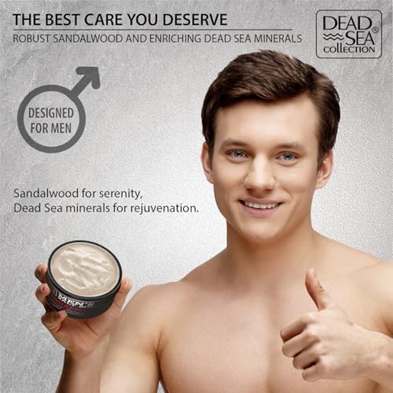 Salt Body Scrub Sandalwood For Men ? Moisturizes, Exfoliates & Nourishes Skin ? Cleanses & Detoxifies with Dead Sea Minerals - Dead Sea Collection ? 23.28 OZ