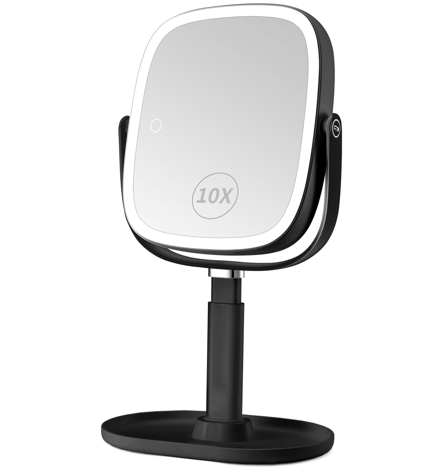 Vanmirr Height Adjustable Lighted Makeup Mirror with Magnification-Black