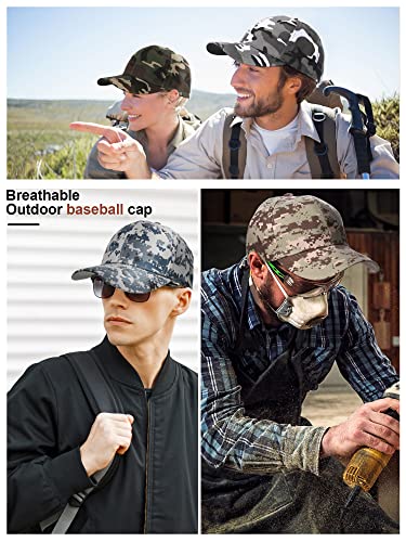 10 Pieces Camouflage Baseball Cap Military Camo Hat Adjustable Camouflage Hat Fishing Camo Sports Hat Camouflage Hunting Cap for Men Women Outdoor