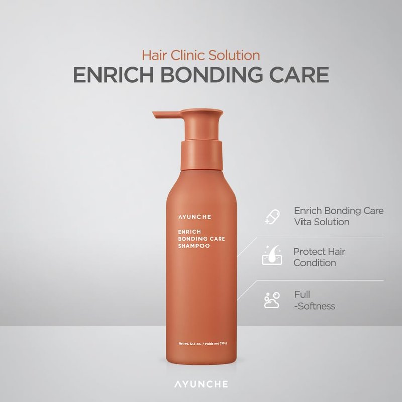 AYUNCHE Enrich Bonding Shampoo for Damaged Hair 11.8oz | No more Tangled Hair and Split Ends | Intensive Care | Korean Salon Brand