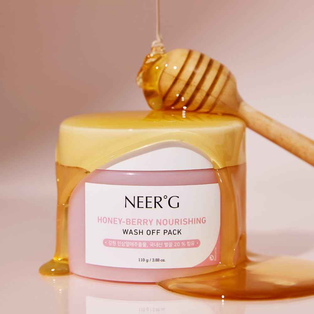 NEER°G Honey Berry Nourishing Wash Off Pack 3.88oz (110g) Smoothens Rough Skin, Moisturize with Nutrients