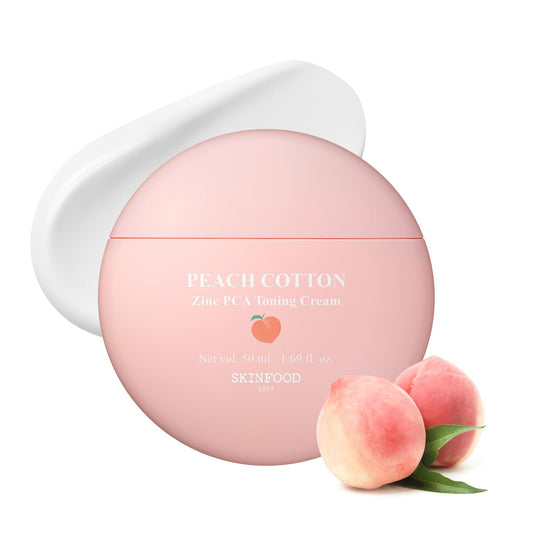 SKINFOOD Peach Cotton Zinc PCA Tone Up Cream, Korean Tinted Moisturizer for Face and Body, Dewy and Matte Skin Tint, Skin Care Makeup for Color Correcting, Sheer Cover, Blurring (1.69 fl. oz.)