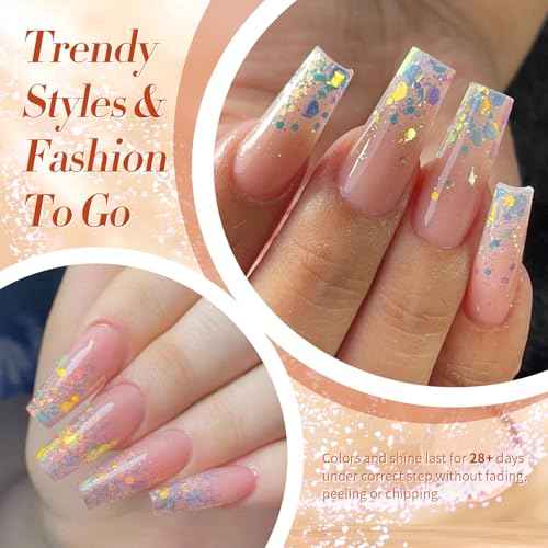 Born Pretty Glitter Sequins Gel Nail Polish, Sparkle Shiny Gel Polish, Pink Blue Gold Platinum Holiday Gift Gel Polish Design, Nail Art Starter Manicure Salon DIY at Home 7ML 6PCS