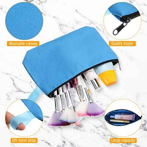 Frienda 40 Pack Canvas Makeup Bags Bulk Cosmetic Bags with Bottom Travel Canvas Zipper Pouch Multi Purpose Blank for Women Purse Toiletry Pencil DIY Craft, 10 Colors(7.4 x 5.1 x 1.7 Inch)