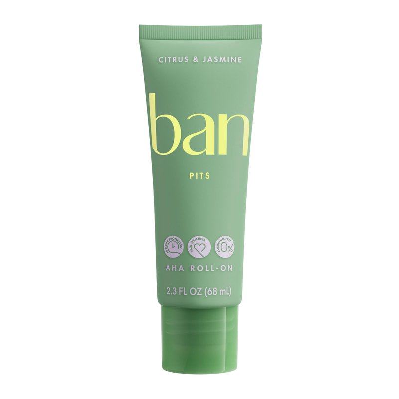 Ban Invisible Roll-On Aluminum-Free AHA Deodorant for Women and Men, Aluminum Free, 48-Hour Odor Protection, Citrus & Jasmine, 2.3 Oz