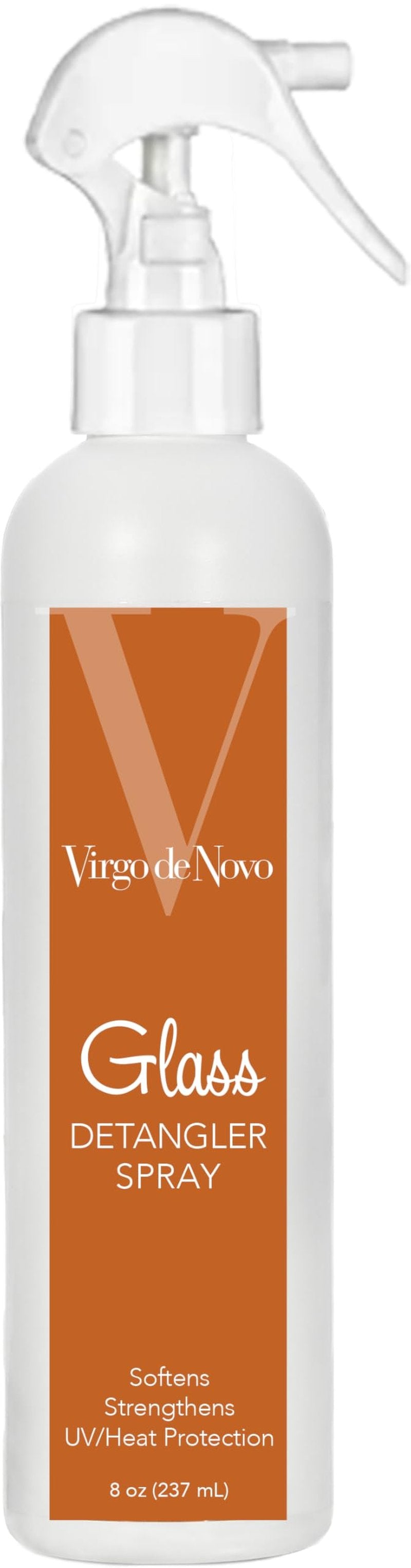 Virgo de Novo Glass Detangler Spray 8 oz - Leave-In Conditioner, Detangles, Softens, Smooths, Adds Shine, Protects, Color Loving pH 4.0-4.5