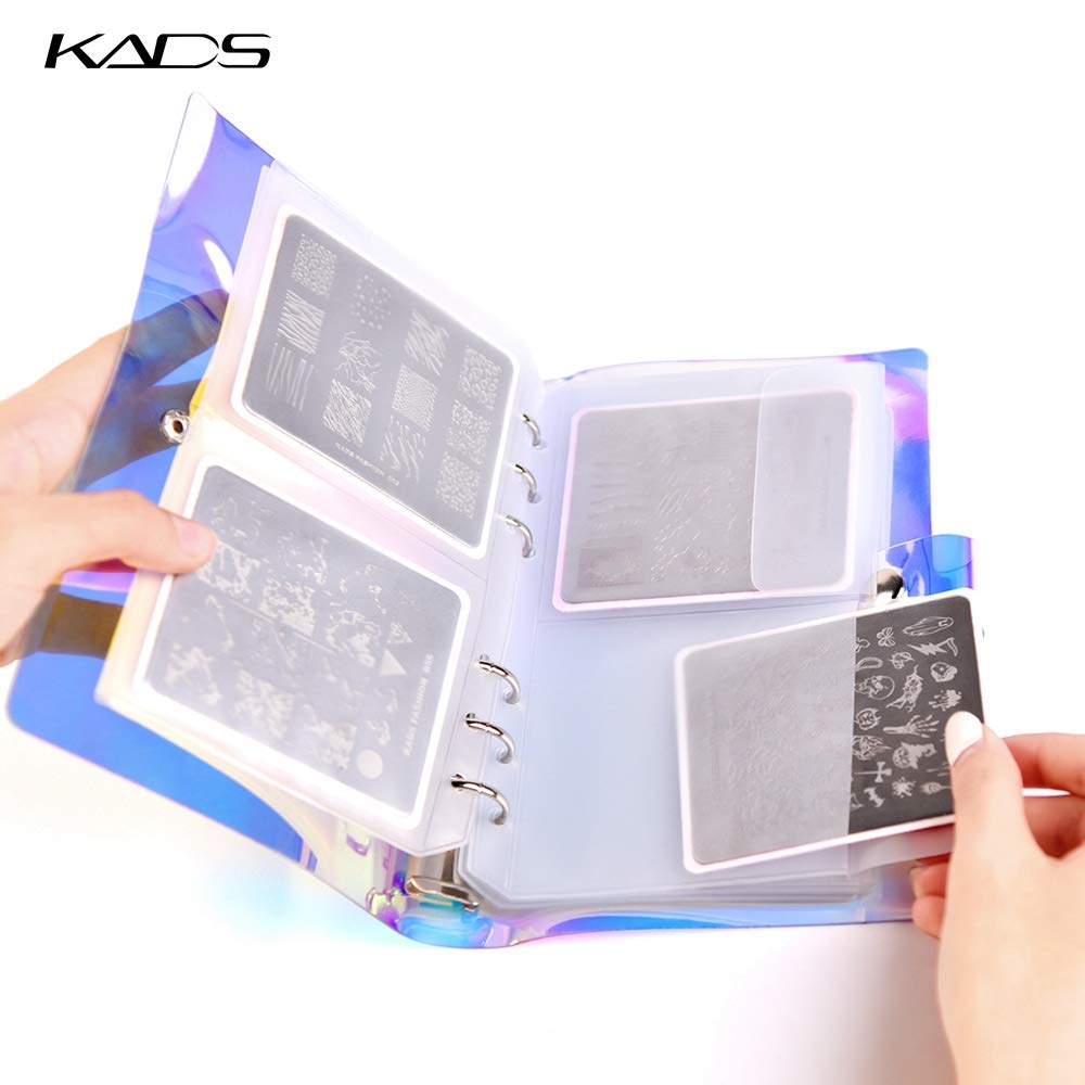 KADS Nail Stamp Plate Stamping Plates Cases Stamp Nail Stencil Holographic Nail Plates Holder Case Stamping Templates Organizer Collection Manicure Template (Case with 16 Square Slots)