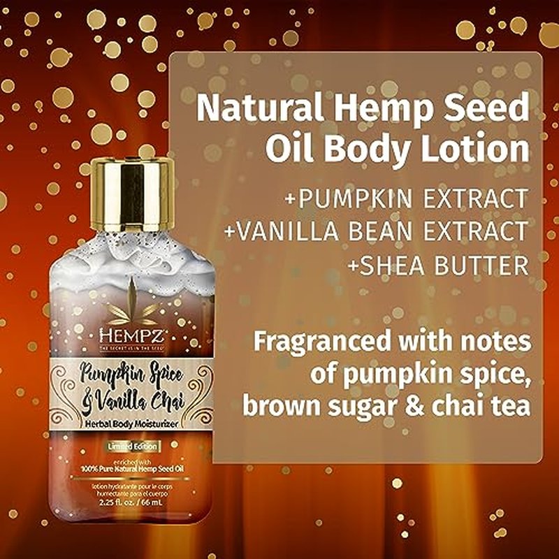 Limited Edition Pumpkin Spice & Vanilla Chai Herbal Moisturizing Body Lotion (2.25 Oz) ? Fall Scented Body Lotion for Women or Men with Dry or Sensitive Skin - Hydrating Moisturizer for Daily Radiance