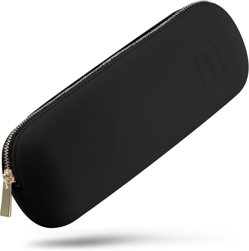 Travel Makeup Brush Holder - Magnetic Anti-Fall Silicone Organizer for Cosmetics | Portable & Sleek Design - Khaki (Black)
