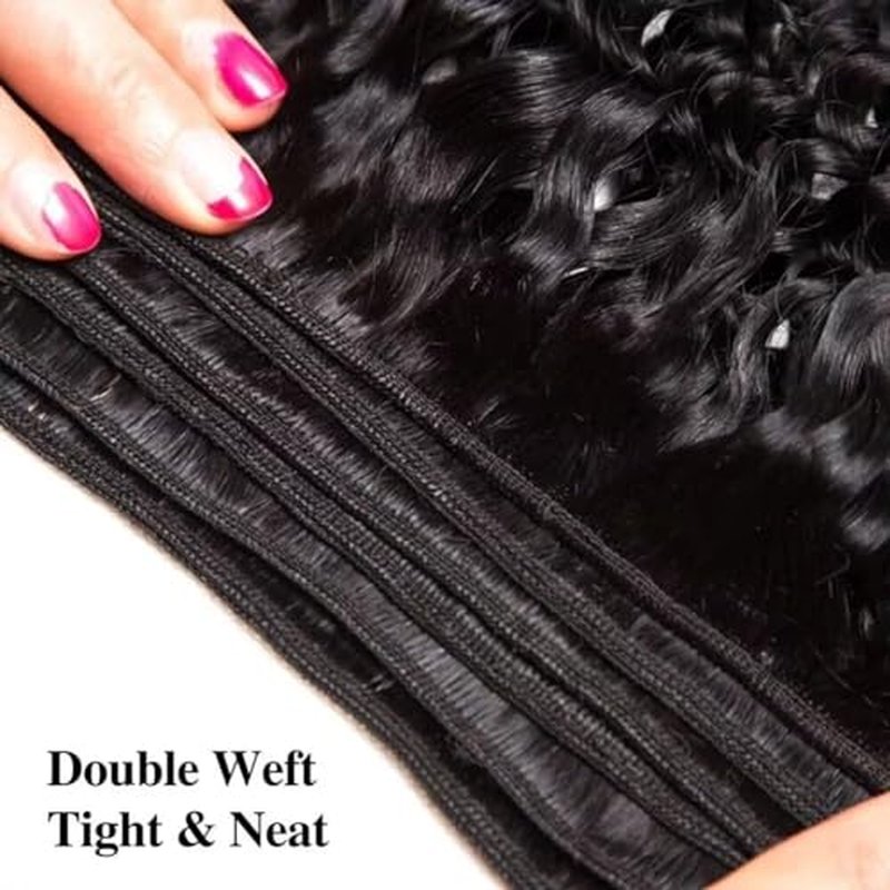 Yavida Water Wave Human Hair Bundles Wet and Wavy Bundles Human Hair Brazilian Unprocessed Remy Hair Water Wave Weave Extensions 16 18 20 Inch Natural Black