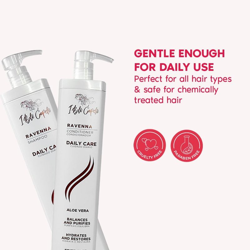 I Belli Capelli Ravenna Daily Care Kit - Aloe Vera Shampoo & Conditioner + Repair Oil – Sulfate & Paraben-Free, Deep Moisture, Breakage Reduction & Repairs Split Endsfor Dry, Damaged & All Hair Types