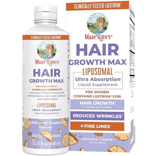 MaryRuth Organics Women's Hair Growth MAX Liposomal | with Lustriva¢ç + Biotin 10000mcg + Pumpkin Seed Oil | Thicker Hair | Hair Care | Wrinkles, Fine Lines, Skin Care | Ages 18+ | 15.22 Fl Oz