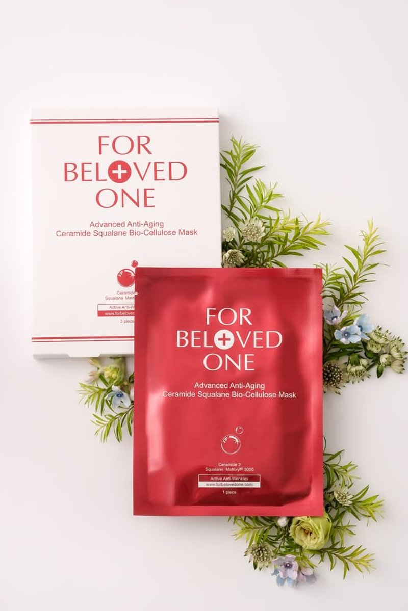 For Beloved One Advanced Anti-Aging Ceramide Squalane Bio-Cellulose Face Mask (Pack of 3) - for Skin Brightening, Moisturizing, and Anti-Aging