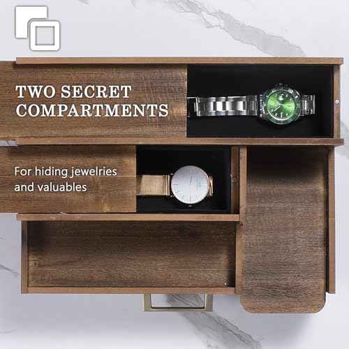 Cologne Organizer for Men, 3 Tier Perfume Display Stand with Drawer and Hidden Compartments, Stylish Wooden Mens Cologne Holder for Dresser Storage, Great Gift for Men/Fathers, Deep Brown