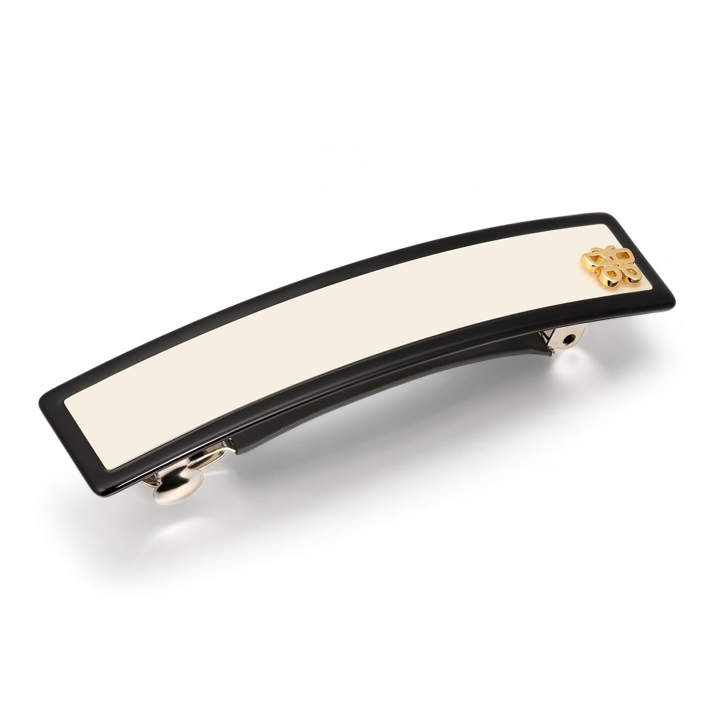 SHE'S FREE STYLE JUST FOR YOU [Chanel-style] Hair Barrette for Women, Acetate Resin Barette, Classic Black & White, French Hair Accessory for Thin Hair, Anti-Slip for Half-Hair (Middle,3.5 inch,1 Pcs)