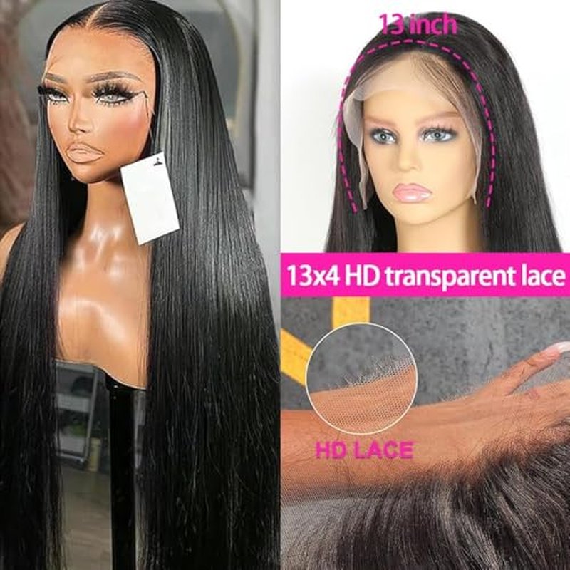 20 Inch Lace Front Wigs Human Hair 200 Density 13x4 HD Lace Front Wigs Human Hair Pre Plucked Glueless Wigs Human Hair for Women Straight Lace Frontal Wigs Natural Color