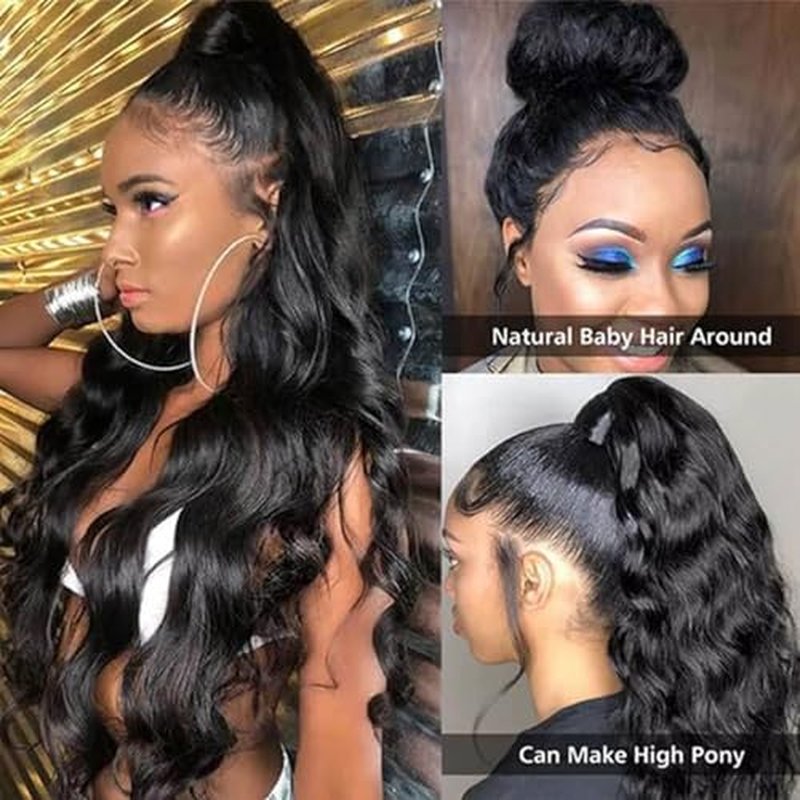 360 Lace Frontal Human Hair Body Wave 360 Frontal Closure Body Wave HD Transparent Closure With Baby Hair 150% Density Raw Virgin Human Hair Natural Black 1B Color 22 Inch