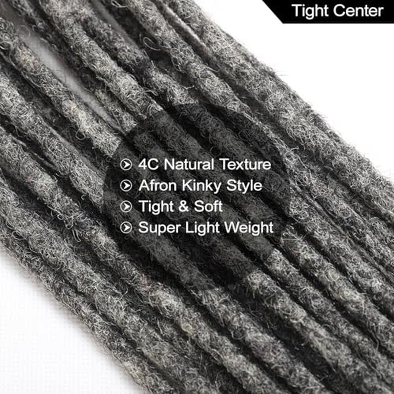 Salt and Pepper Loc Extensions Human Hair 0.6cm 8 Inch 60 Strands Nature Grey and Black Dreadlock Extensions Real Human hair for Women/Men/Kids Full Handmade Permanent Butterfly Gray locs