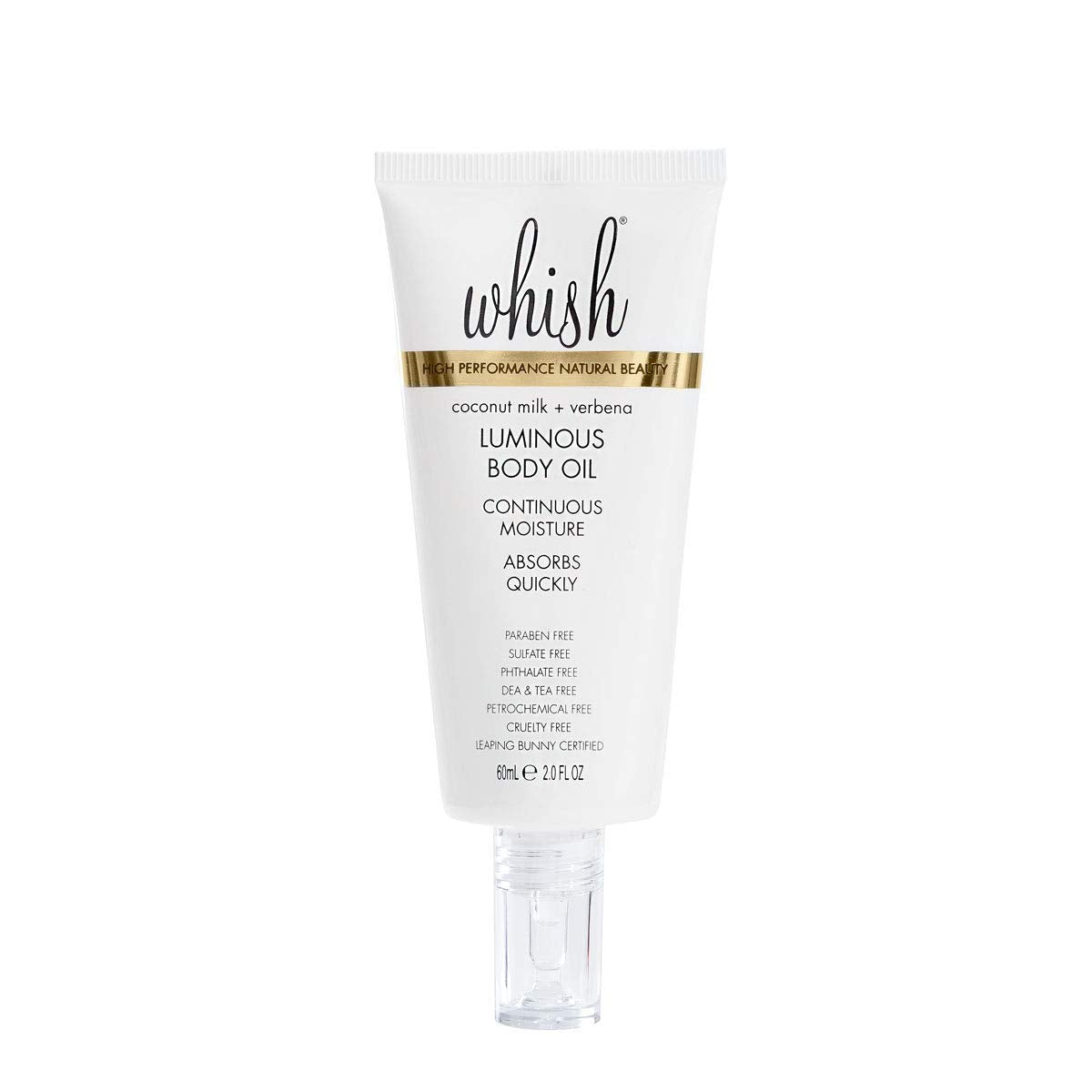 Whish Coconut Milk + Verbena Luminous Body Oil - Moisturizing Scented Body Oil with Peptides - Quick-Drying - Soothes & Firms Skin - 2 fl oz